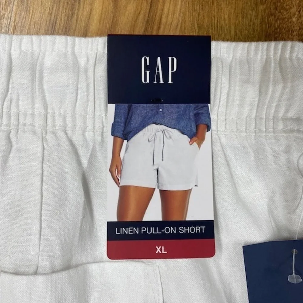 GAP Linen Pull On Shorts‎ Womens XL White Casual Summer Beach Drawstring